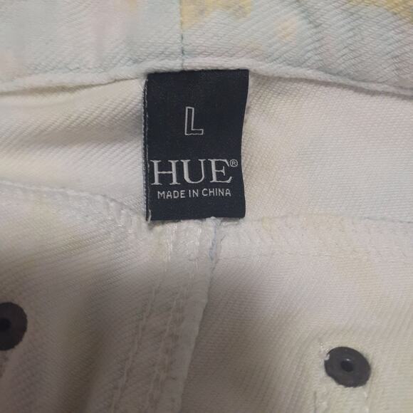 HUE Jeans Women's Jegging Pastel Floral L Stretch Skinny Ankle - Picture 4 of 6